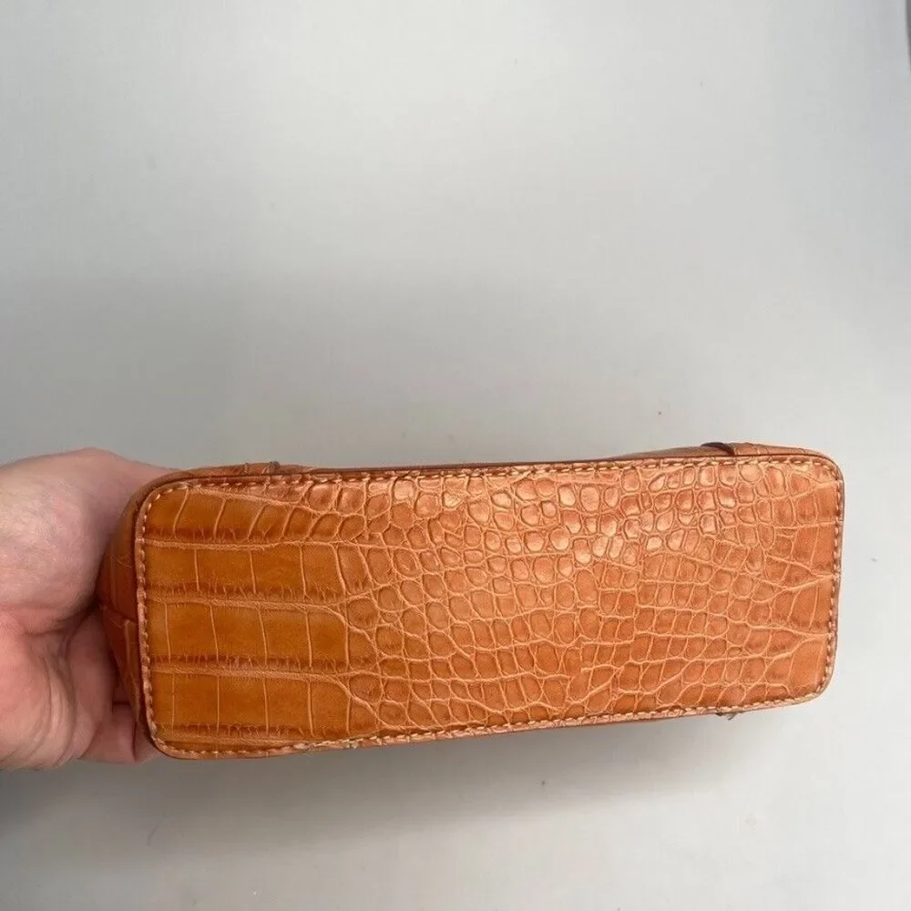 Tommy Hilfiger Faux Vegan Alligator Leather Orange Purse Bag Zipper Close Small